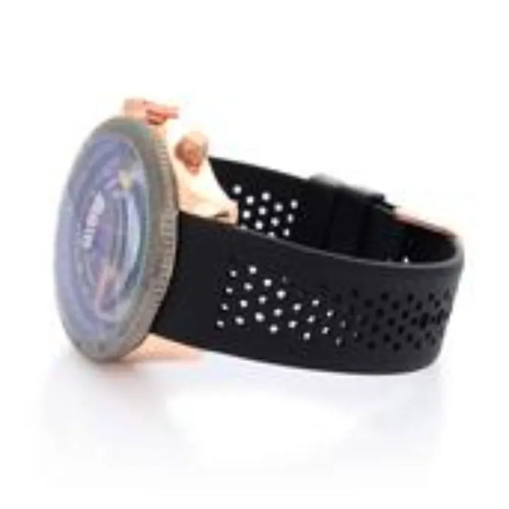 STRADA Watch in ION Plated Black Silicone Strap